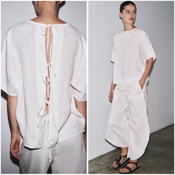 Zara Tops - ZARA ZW COLLECTION LINEN TIE TOP